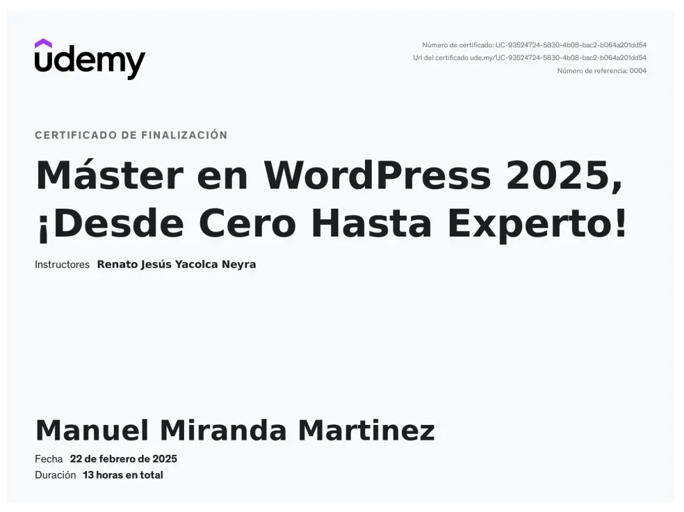 WordPress Certificate